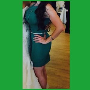 Beautiful asymmetrical green bodycon dress.